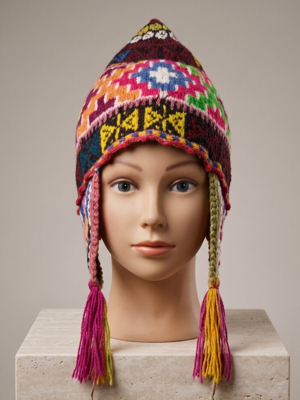 Handmade Peruvian Chullo Hat Chakana Sheep Wool